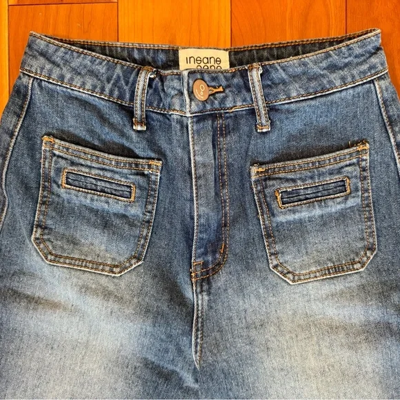 Insane Gene Flare Wide Leg Jeans with Faded Wash - Picture 2 of 11